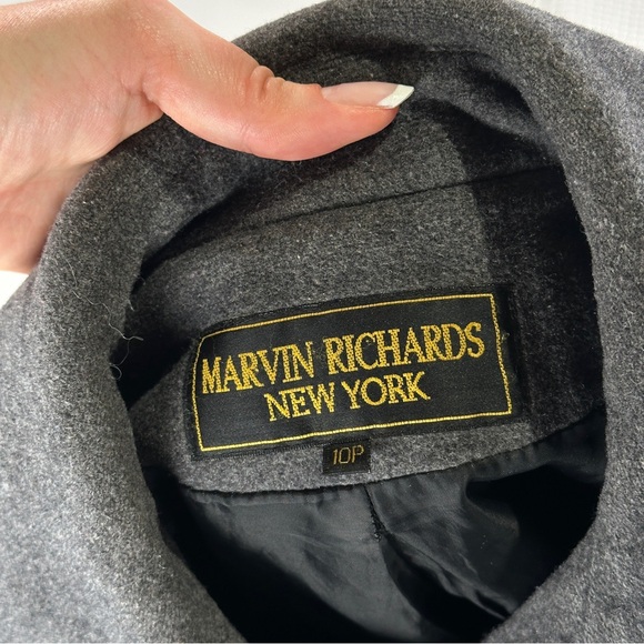 Marvin Richards wool cashmere coat tailored winter gray petite 10P - Picture 11 of 16